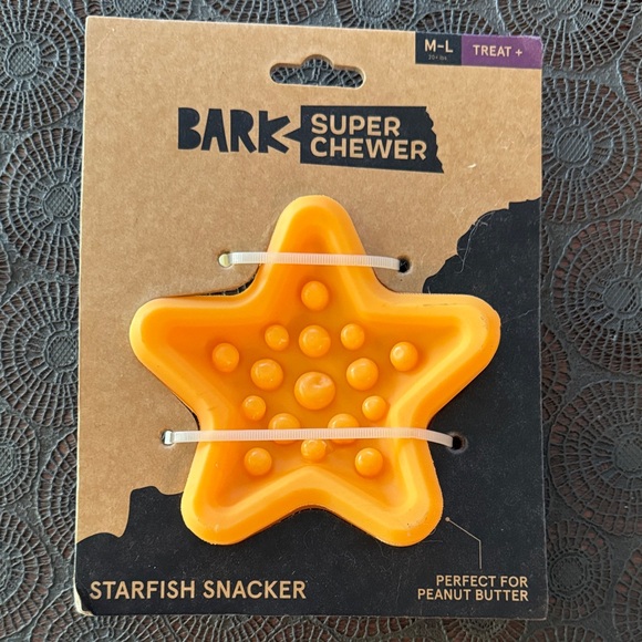 Bark Super Chewer Orange Starfish Snacker Dog Toy - Picture 1 of 2